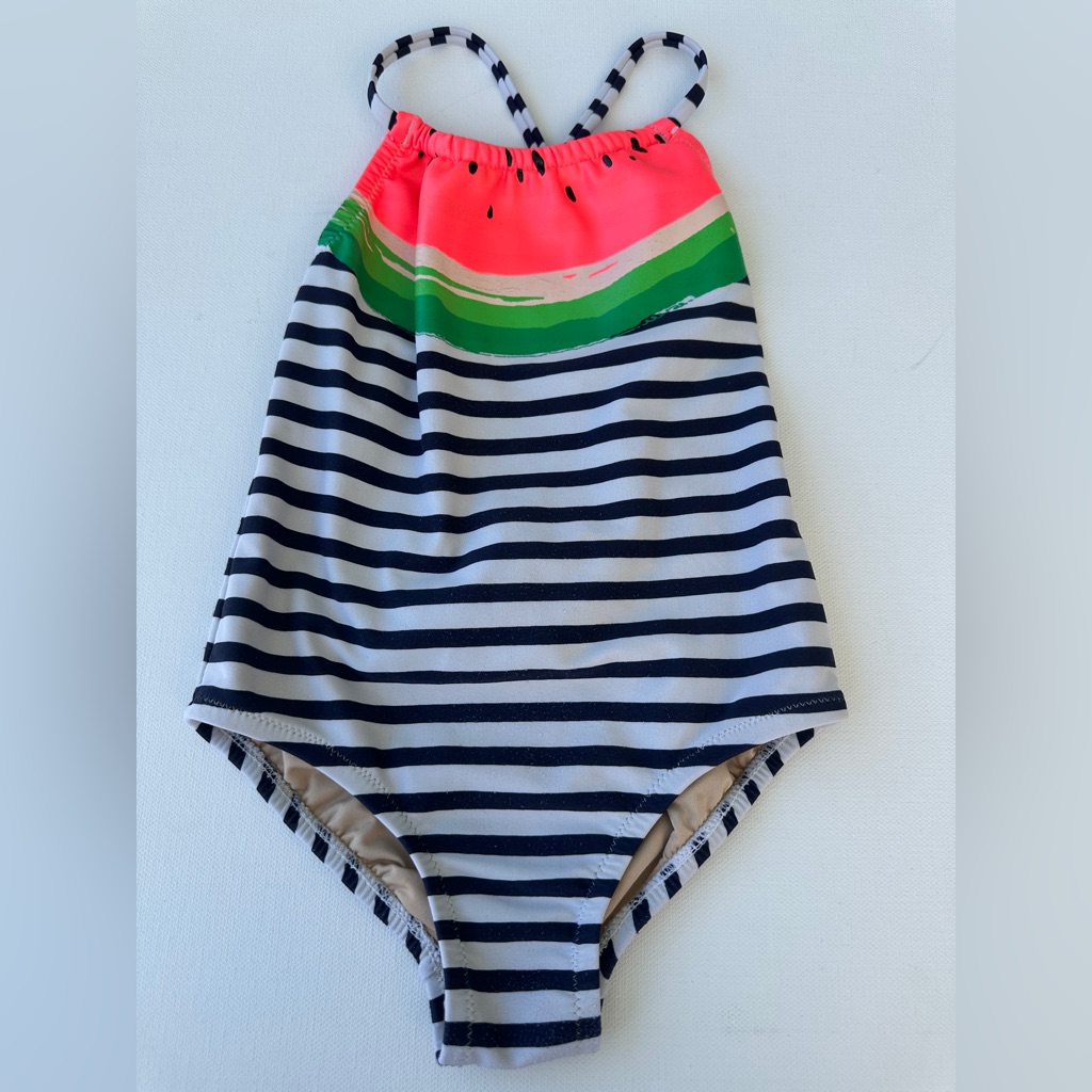 Crewcuts Girl’s Swim One Piece - Watermelon Stripe. Size 3t.